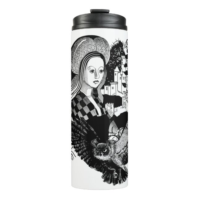 Gothic Night Owl und Frau Thermosbecher (Vorderseite)