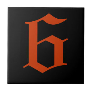 Gothic Number Tile - Rot auf Schwarz Fliese