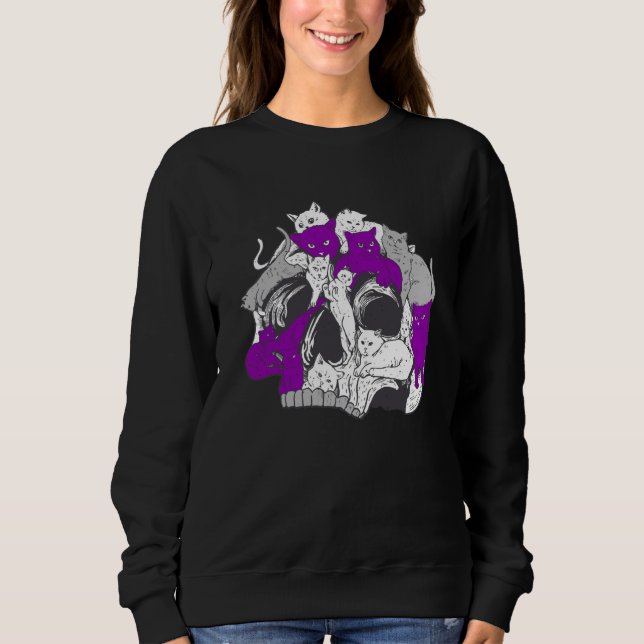 Gothic Occult Ace Cat Asexual Flag LGBQA Asexualit Sweatshirt (Vorderseite)