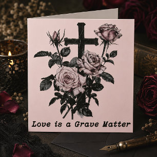 Gothic Occult Friedhof Rose und Kreuz Karte