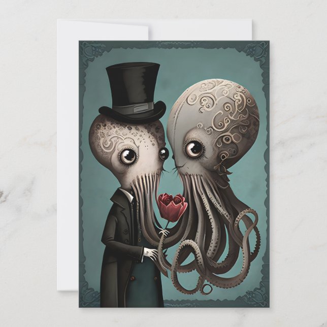Gothic Octopus Couple Feiertagskarte (Vorderseite)