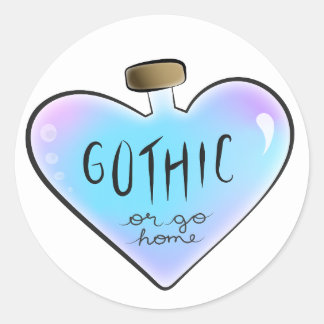 Gothic oder Go-Zuhause-Aufkleber (Lila/blau) Runder Aufkleber