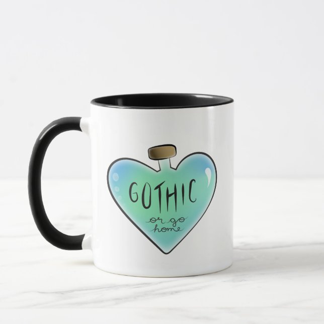 Gothic oder Go Zuhause Tasse (blau/Aquamarin) (Links)