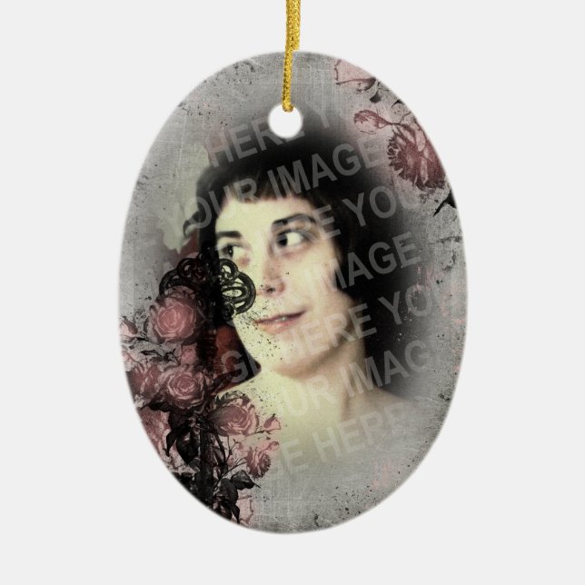 Gothic Old Key und Rose Keramik Ornament (Vorne)