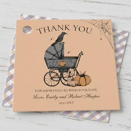 Gothic Orange Baby Carriage Baby Dusche Vielen Dan Geschenkanhänger