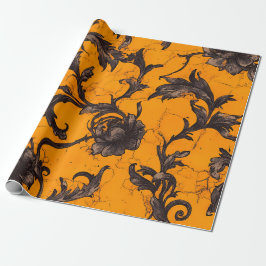Gothic Orange Blossom Floral Wrapping Paper Geschenkpapier