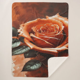 Gothic Orange Rose Blanket Sherpadecke