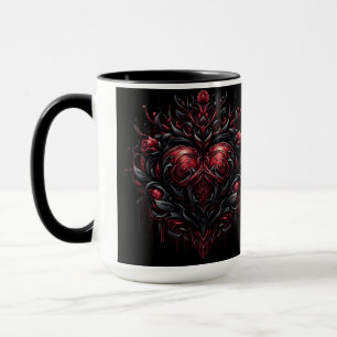 Gothic Ornamentales Rot-Schwarzes Herz Tasse