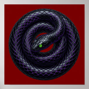 Gothic Ouroboros Schwarze Schlange Neonlila Schupp Poster