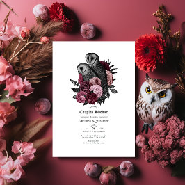 Gothic Owl and Floral Halloween Paare Dusche Einladung