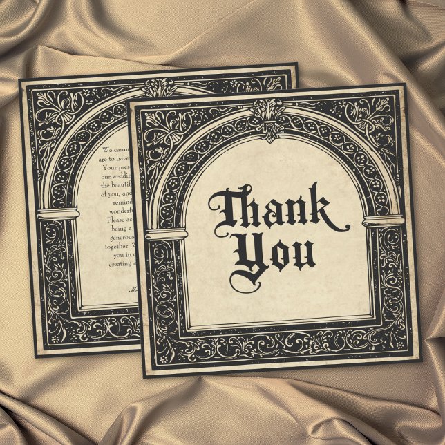 Gothic Parchment Medieval Until Death Dankeskarte (Gothic Parchment Medieval Until Death Wedding Thank You Card)