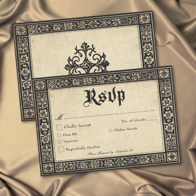 Gothic Parchment Medieval Until Death Wedding RSVP Karte (Gothic Parchment Medieval Until Death Wedding RSVP Card)