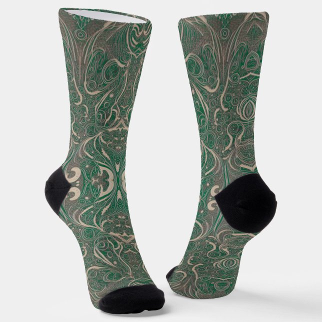 Gothic-Pattern grüne Socken (Gewinkelt)