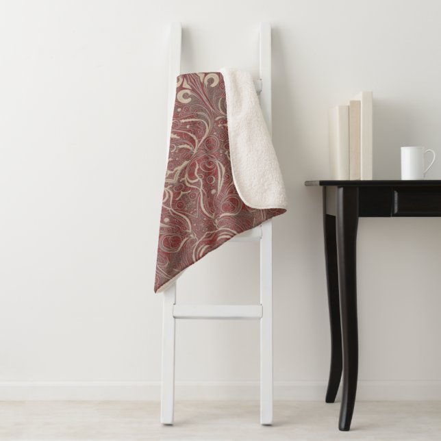 Gothic Pattern Red Sherpa Blanket Sherpadecke (Beispiel)