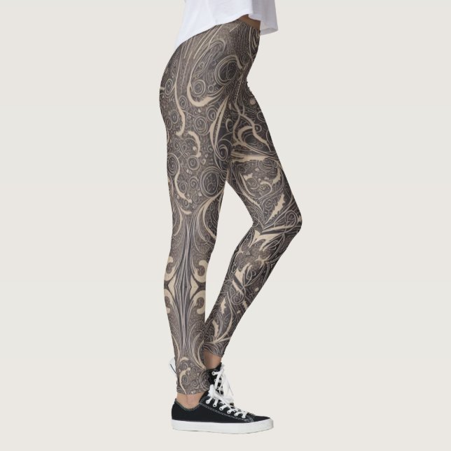 Gothic Pattern Schwarze Leggings (Rechts)