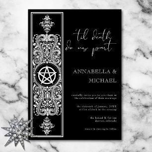 Gothic Pentagram Star Schwarz-weiß Wedding Einladung