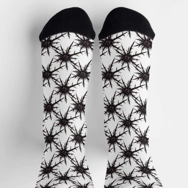 Gothic Pflanze Schwarz und Weiß, trocken Socken (Oben)