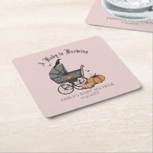 Gothic Pink A Baby Brewing Fall Baby Dusche Rechteckiger Pappuntersetzer