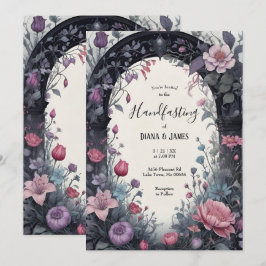 Gothic Pink Floral Garden Gate Pagan Handfasts Einladung