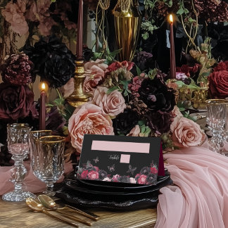 Gothic Pink Red & Black Moody Quinceañera Platzkarte