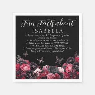 Gothic Pink Red & Black Moody Quinceñera Fun Fakt Serviette