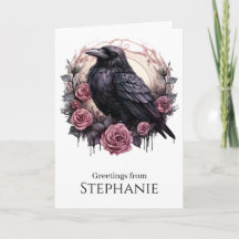 Gothic Pink Rose Raven Dark Academia
