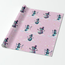 Gothic Pink Snowmen Weihnachtswrapping Paper
