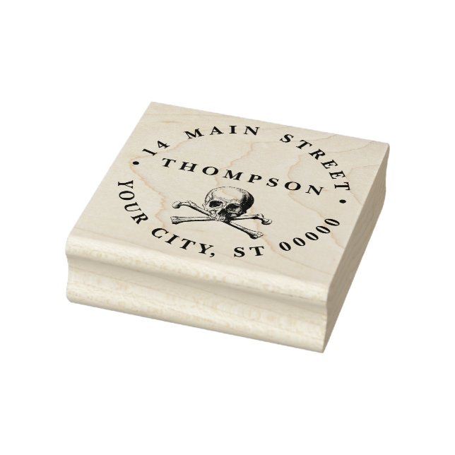 Gothic Pirate Skull Crossbones Name Rücksendeadres Gummistempel (Stempel)