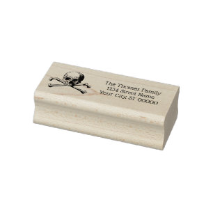 Gothic Pirate Skull Crossbones Name Rücksendeadres Gummistempel