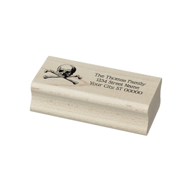 Gothic Pirate Skull Crossbones Name Rücksendeadres Gummistempel (Stempel)
