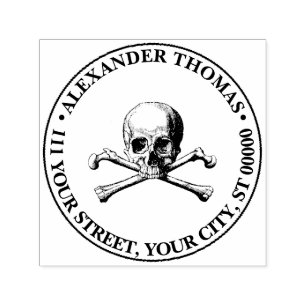 Gothic Pirate Skull Crossbones Name Rücksendeadres Permastempel