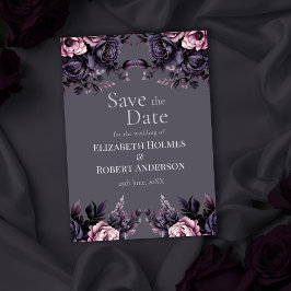 Gothic Plum Floral Save the Date Einladung