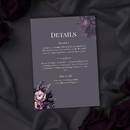 Gothic Plum Floral Wedding Details Card Einladung