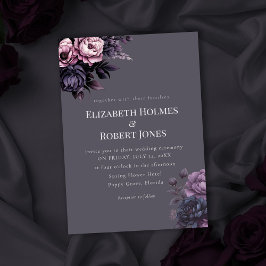 Gothic Plum Floral Wedding Invitation Einladung