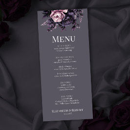 Gothic Plum Floral Wedding Menu Menükarte