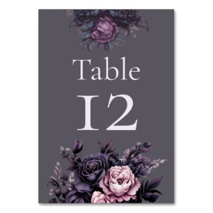 Gothic Plum Florales Hochzeitstischschild Tischnummer