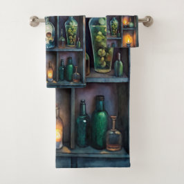 Gothic Potion Flaschen - Dunkle Apotheke Badhandtuch Set
