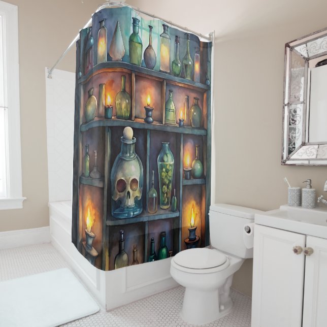 Gothic Potion Flaschen - Dunkle Apotheke Duschvorhang (Beispiel)