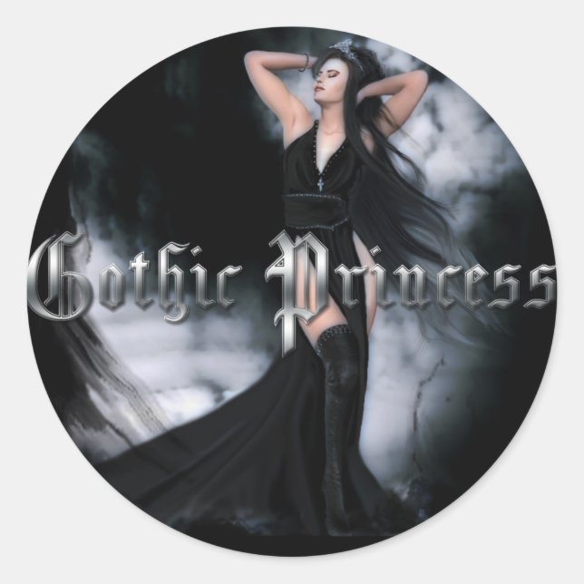 Gothic Princess Runder Aufkleber (Vorderseite)