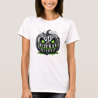 Gothic Pumpkin Skull Halloween T - Shirt