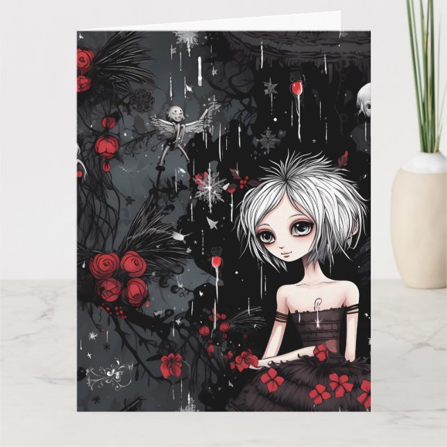 Gothic Punk Alternative Christmas Fairy Karte (Vorderseite)