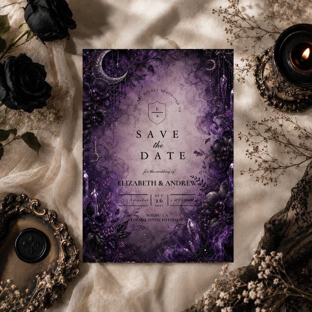 Gothic Purple Goth Hochzeit Save The Date (Von Creator hochgeladen)