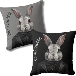 Gothic Rabbit cushion Gothic Black Grauer Hasen Kissen