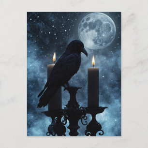 Gothic Rabe und Kerzen Halloween Feiertagspostkarte