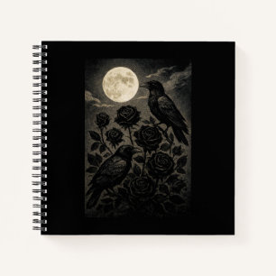 Gothic Raben & Mond Halloween Notizbuch