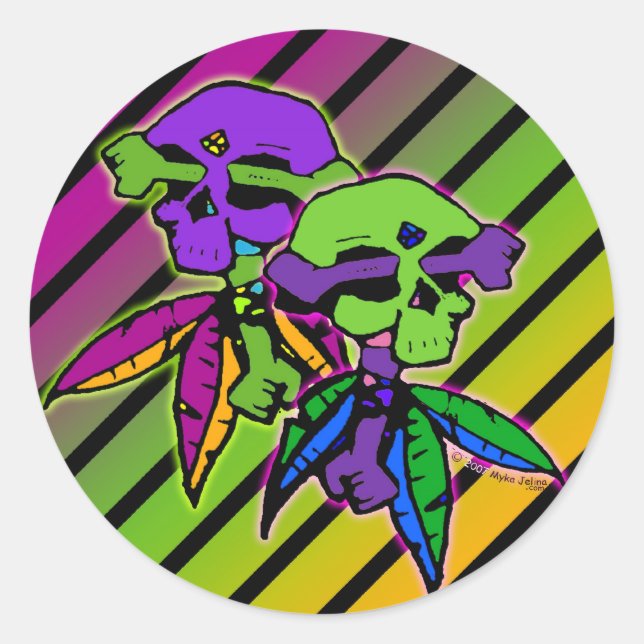Gothic Rainbow Dead Head Skull & Cross Bones Runder Aufkleber (Vorderseite)