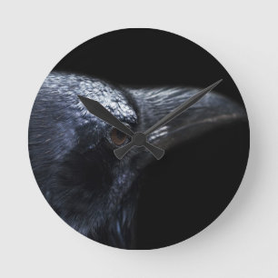 Gothic Raven and Crow Familiar Runde Wanduhr