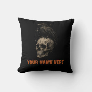 Gothic Raven auf Totenkopf Vintage-Mysterium . Kissen