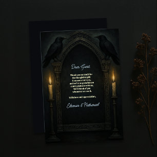 Gothic Raven Candlelight Arch Wedding Dankeskarte