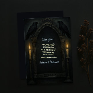 Gothic Raven Candlelight Arch Wedding Dankeskarte